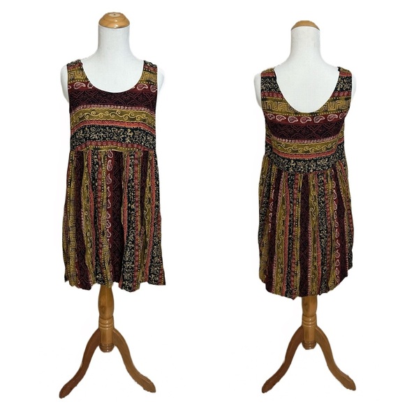 Vintage 90s All That Jazz Mini Babydoll Dress Guatemalan Rayon - Picture 1 of 7